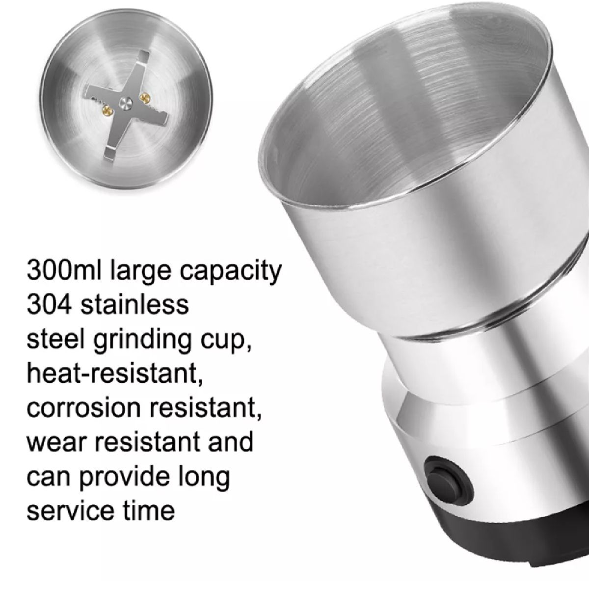 GENERICO - MOLINILLO DE CAFE ELECTRICO ACERO INOXIDABLE