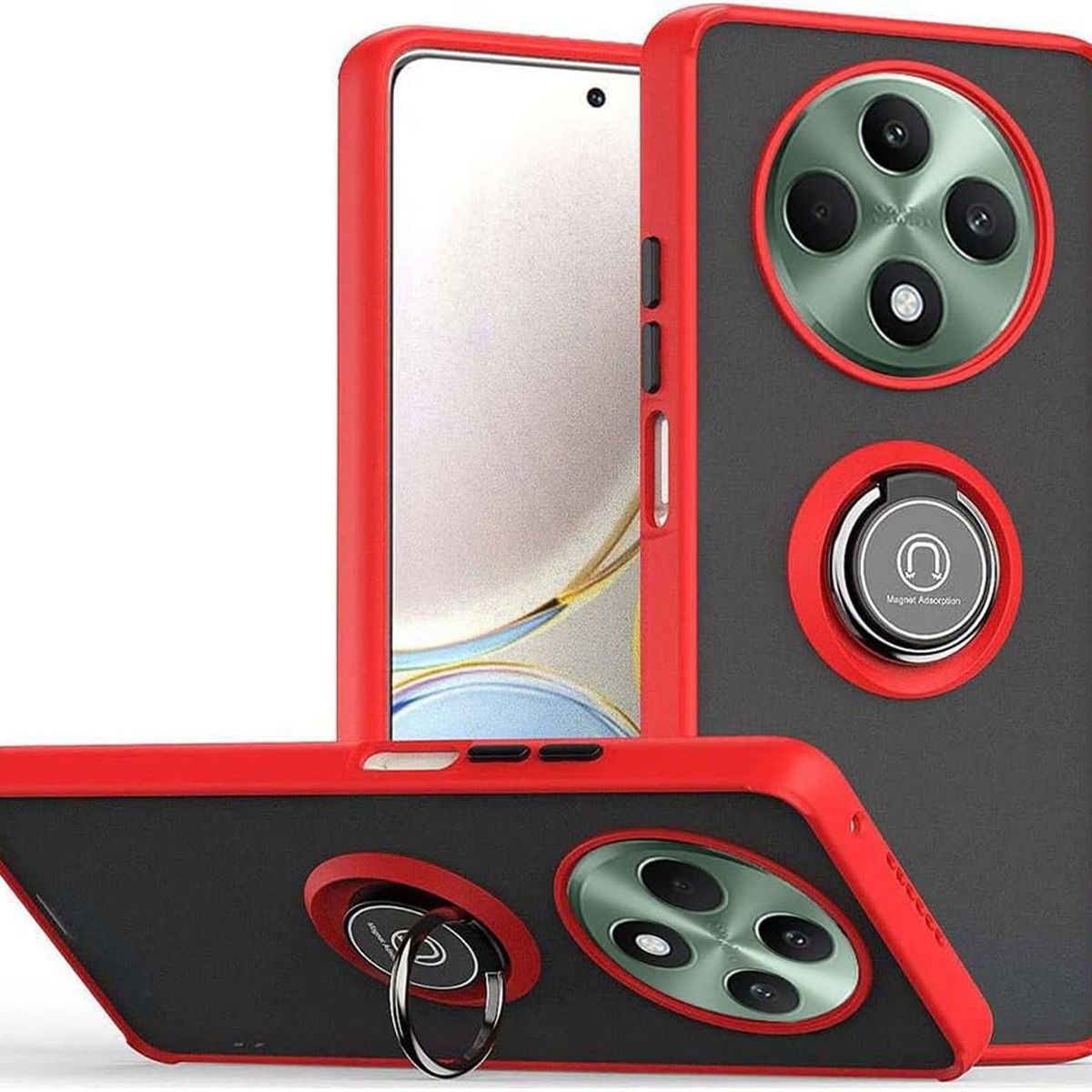 GENERICO - Funda Estuche Mate Con Anillo Compatible Con Oppo Reno 12F 5G Rojo