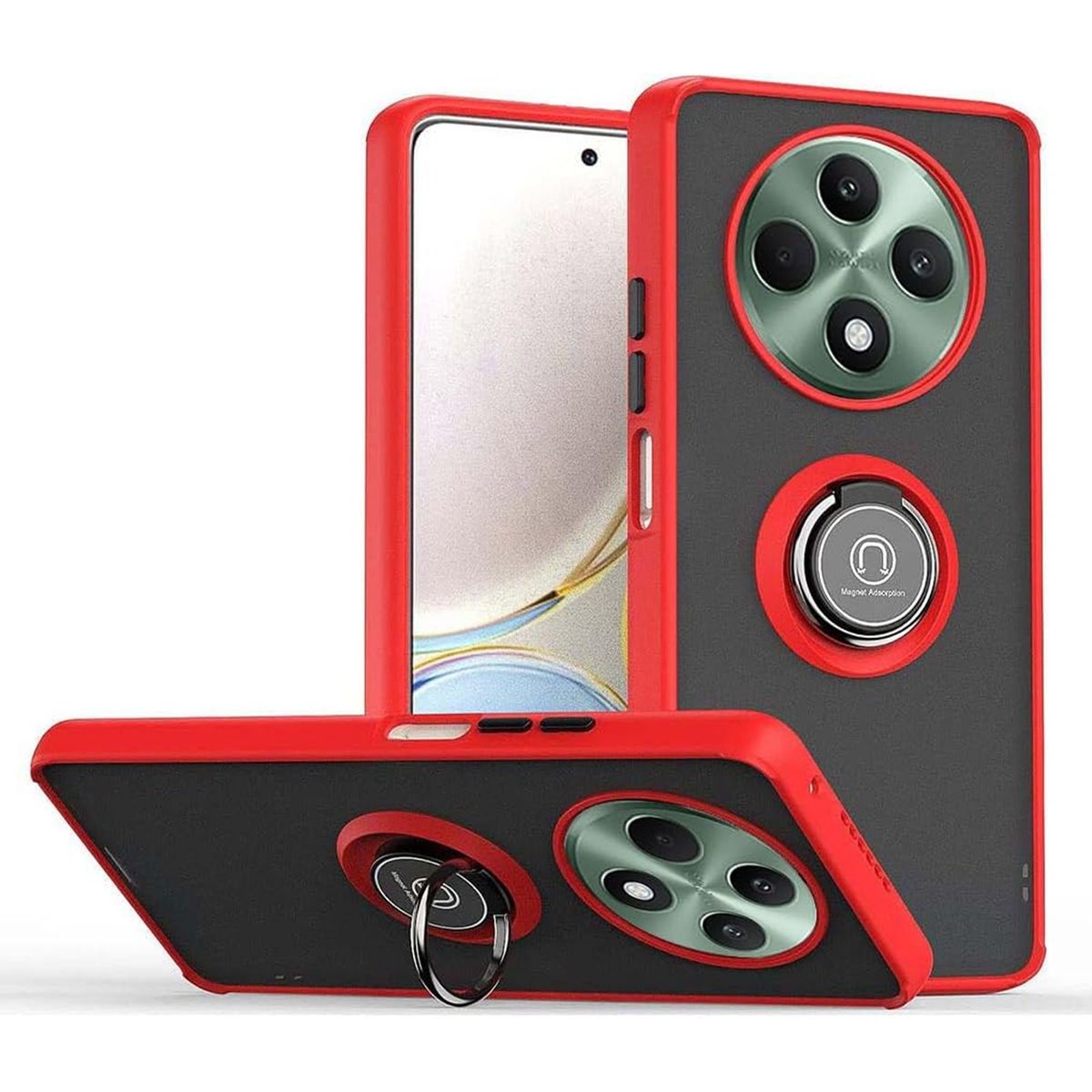 GENERICO - Funda Estuche Mate Con Anillo Compatible Con Oppo Reno 12F 5G Rojo