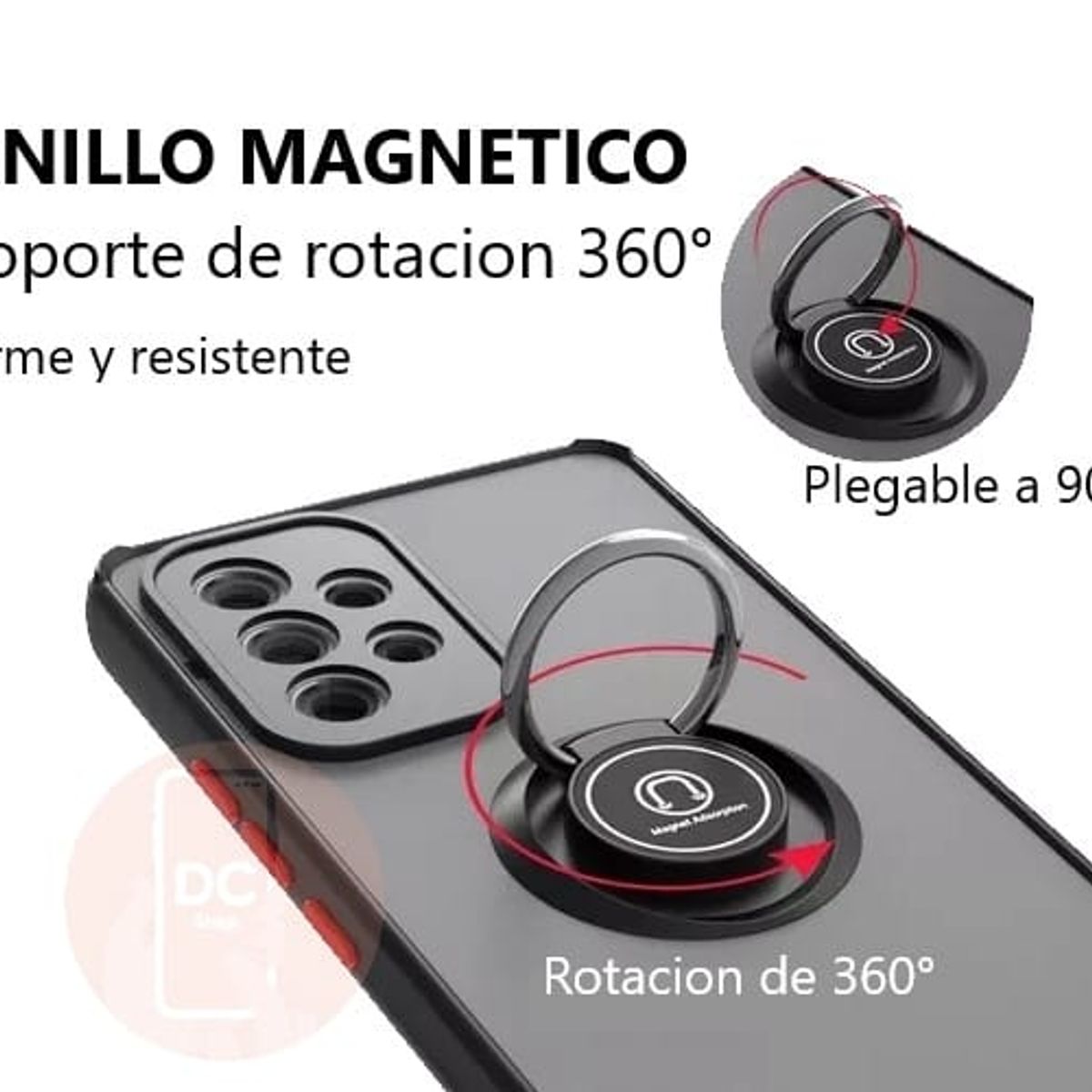 GENERICO - Funda Estuche Mate Con Anillo Compatible Con Oppo Reno 12F 5G Rojo