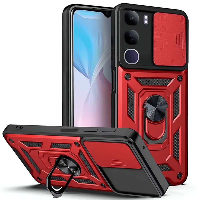GENERICO - Funda Case Protector Cámara Slider Compatible Con Vivo Y19S 4G Rojo