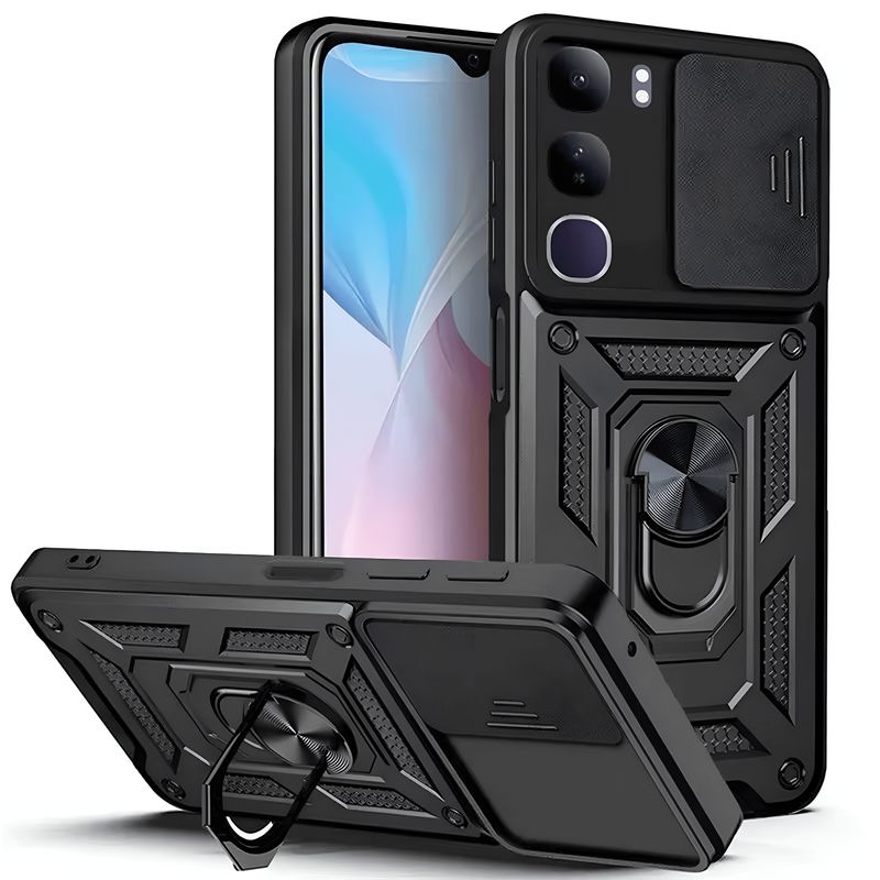 GENERICO - Funda Estuche Case Slider Compatible Con Vivo Y19S 4G Negro