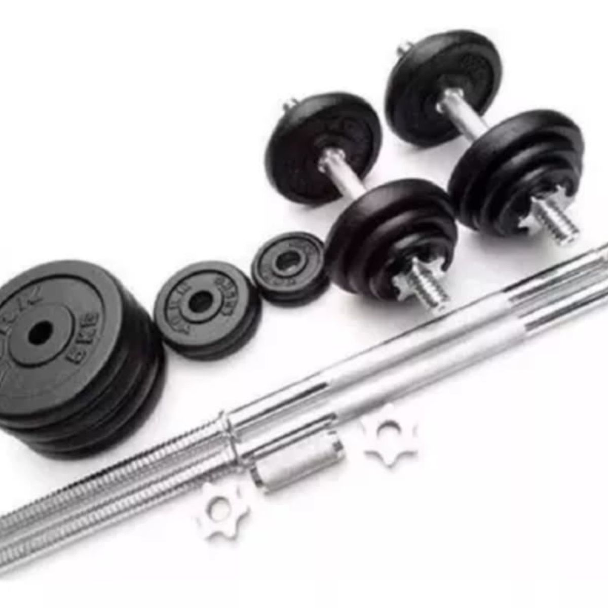 GENERICO - Kit Pesas 50 Kilos Set Convertible Mancuernas Con Barra