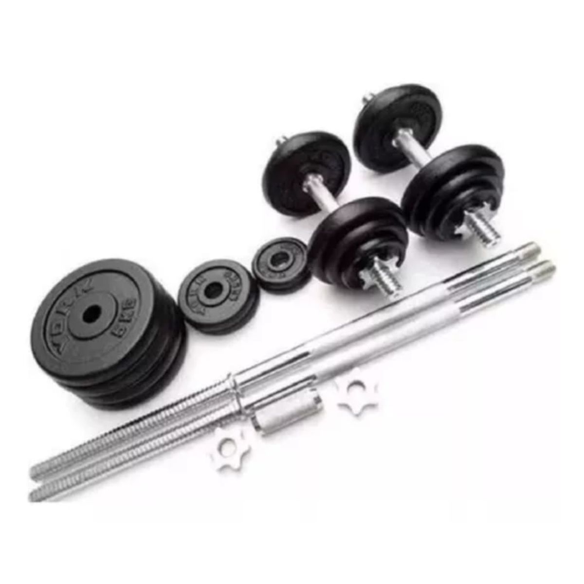 GENERICO - Kit Pesas 50 Kilos Set Convertible Mancuernas Con Barra