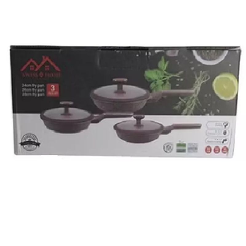 GENERICO - KIT DE SARTENES ANTIADHERENTES x3 EN MARMOL
