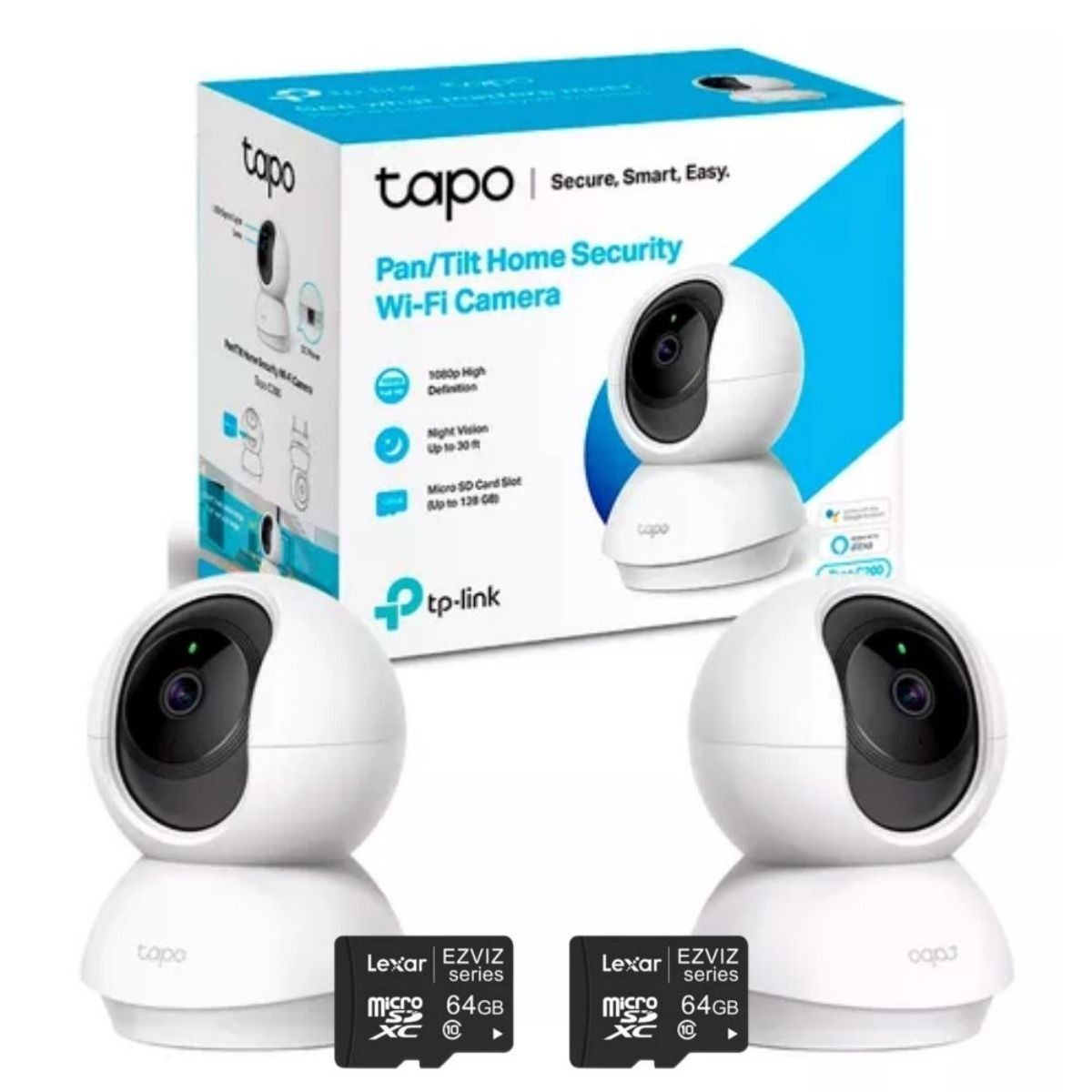 TP LINK - Combo Cámaras Tp-Link Tapo C200 2U + 2 MICRO SD 64GB