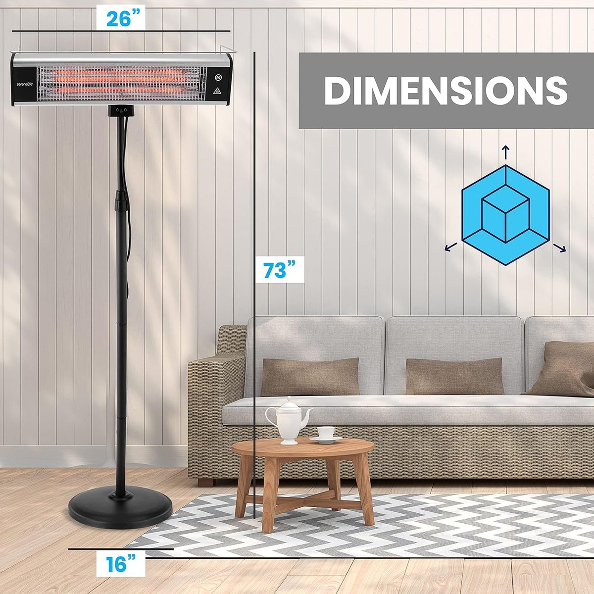 SERENELIFE - Calentador de espacio eléctrico infrarrojo para exteriores