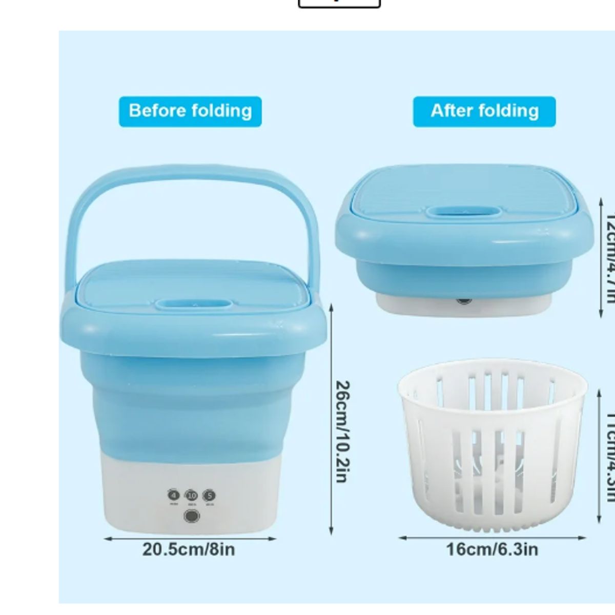 GENERICO - Mini Lavadora portátil Plegable Pequeña