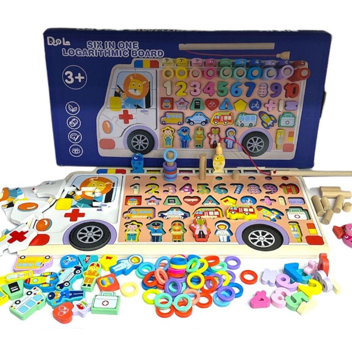 GENERICO - JUEGO EDUCATIVO 6 EN 1 PARA NIÑOS +3 AÑOS