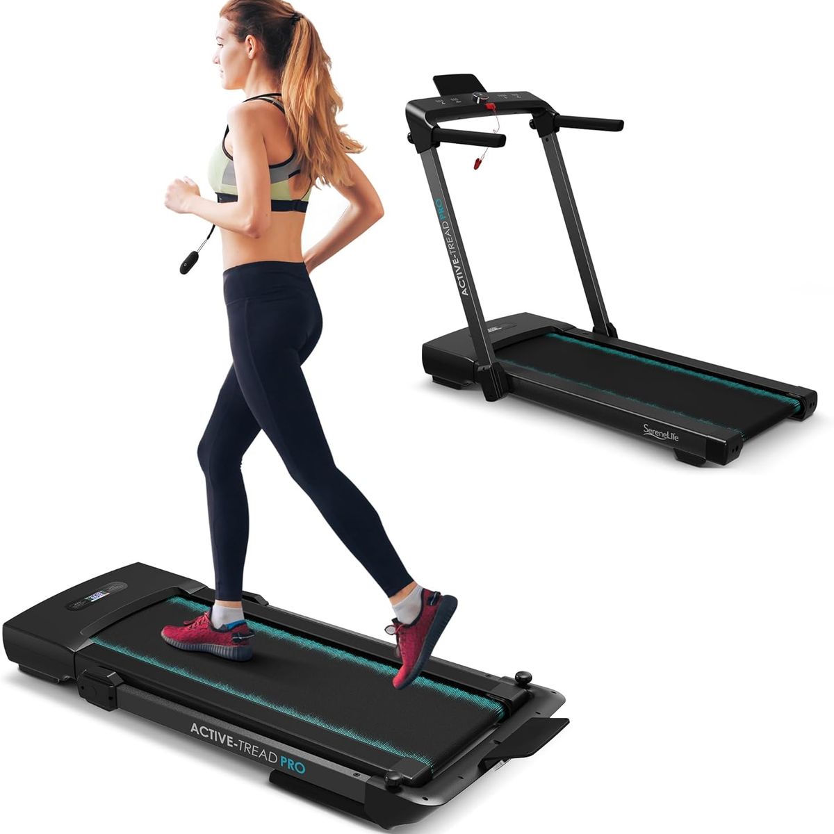 SERENELIFE - Caminadora SereneLife 2 en 1, 2.5HP, 8 MPH, portátil, LED