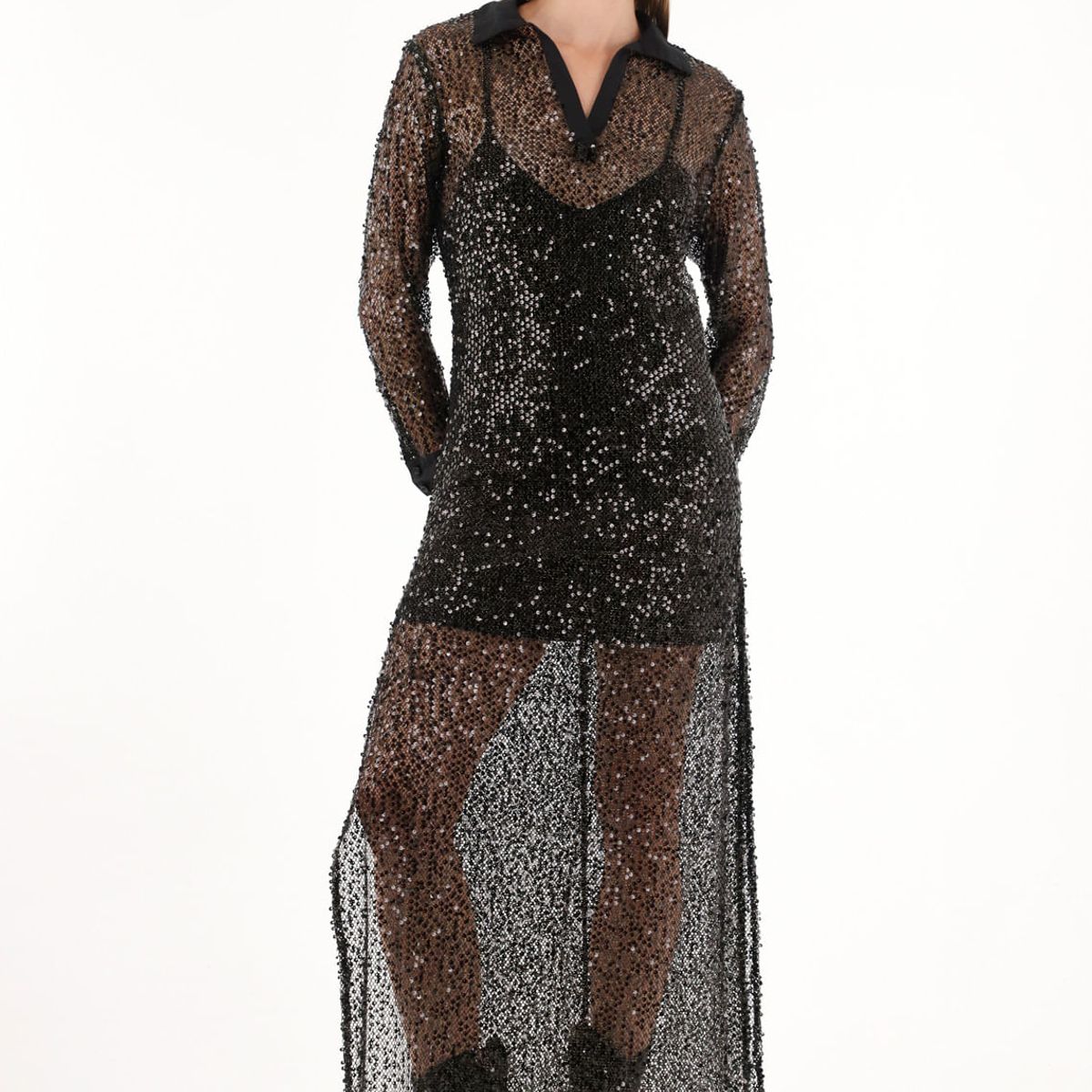 TENNIS - Vestido con transparencia y brillo para mujer