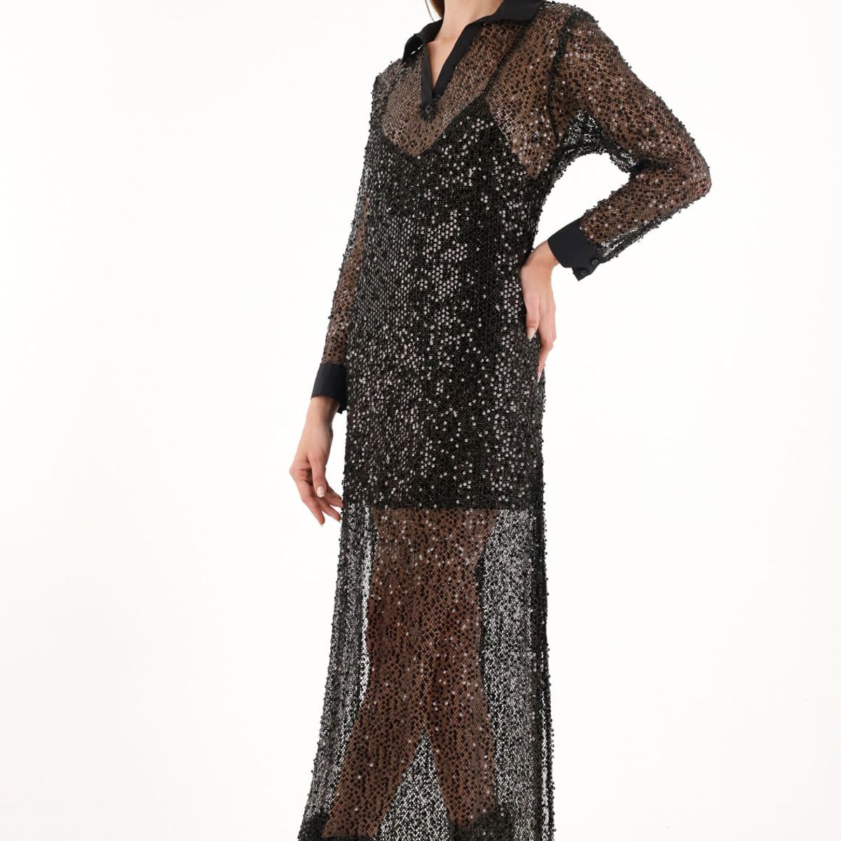 TENNIS - Vestido con transparencia y brillo para mujer