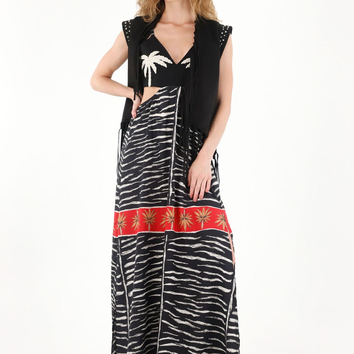 TENNIS - Vestido largo estampado cut out para mujer