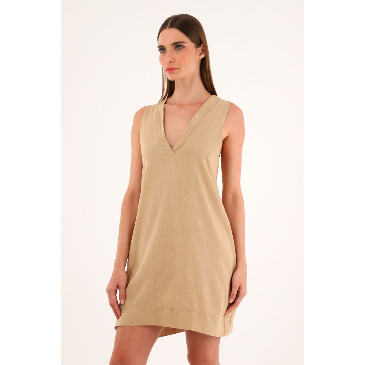 TENNIS - Vestido crudo corto silueta tipo A para mujer