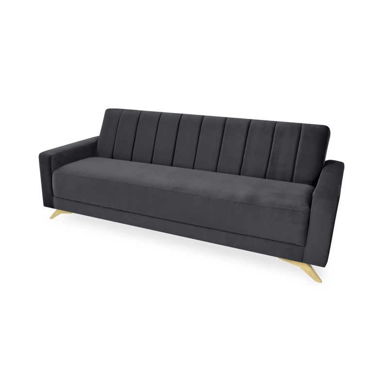VENECIA - Sofa Cama Reclinable Dominic Gris 206x90x80 Tela Pet Friendly