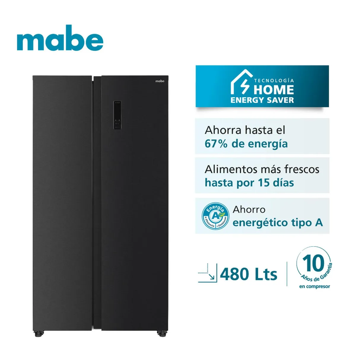 MABE - Nevecón Inverter No Frost 480L Bruto Black Mabe MSL480LPLPS0