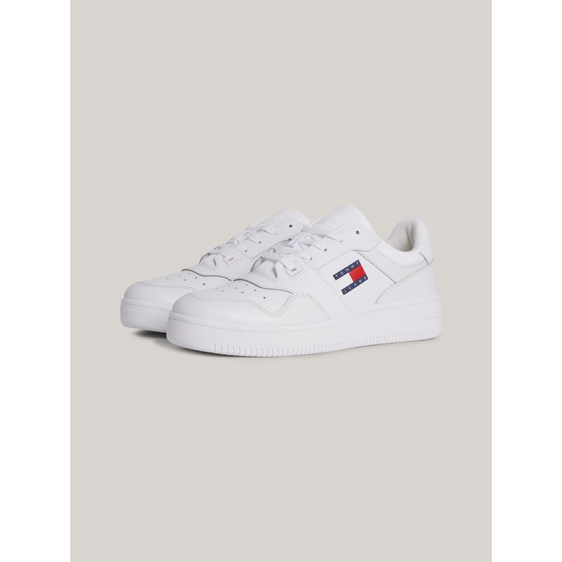 TOMMY HILFIGER - Tenis Blancos Essential De Estilo Retro En Cuero Tommy Hilfiger