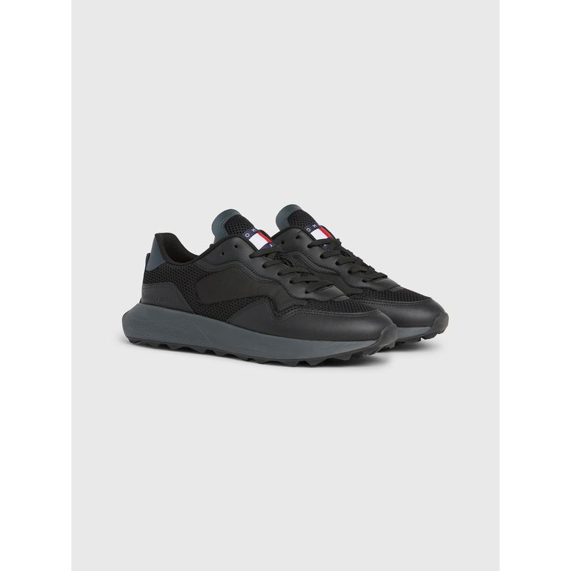 TOMMY HILFIGER - Tenis negro estilo running de texturas mixtas Tommy Hilfiger
