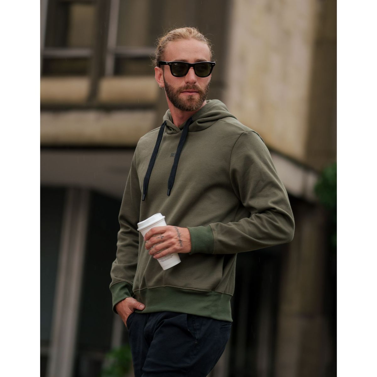 COLOR BLUE - Buzo Cerrado Con Chompa Y Estampado En Frente