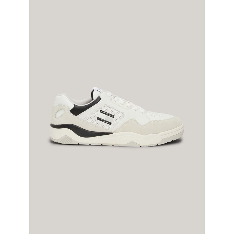 TOMMY HILFIGER - Tenis Blancos de cuero con paneles a contraste Tommy Hilfiger
