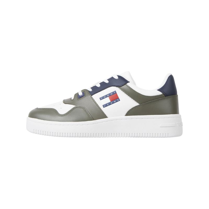 TOMMY HILFIGER - Tenis Verdes Essential de estilo retro en cuero Tommy Hilfiger