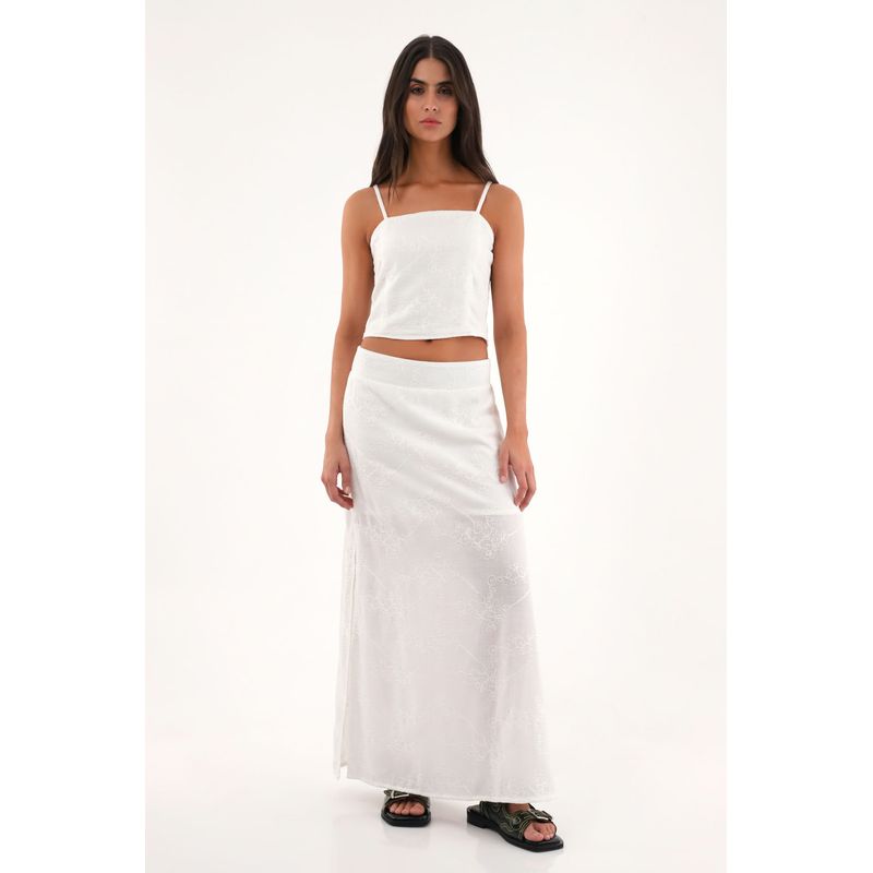 TOPMARK - Camisa crudo de tela bordada para mujer