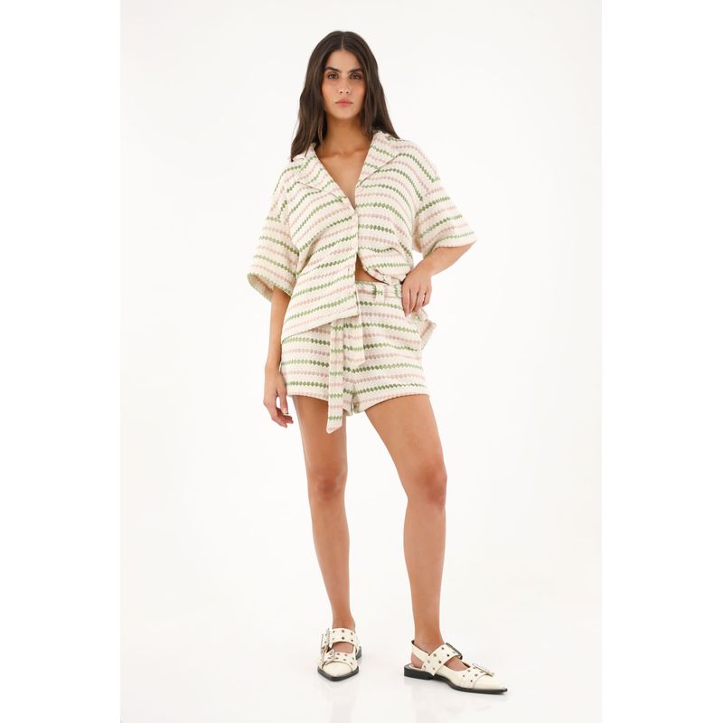 TENNIS - Camisa tipo bowling con diseño de rombos para mujer