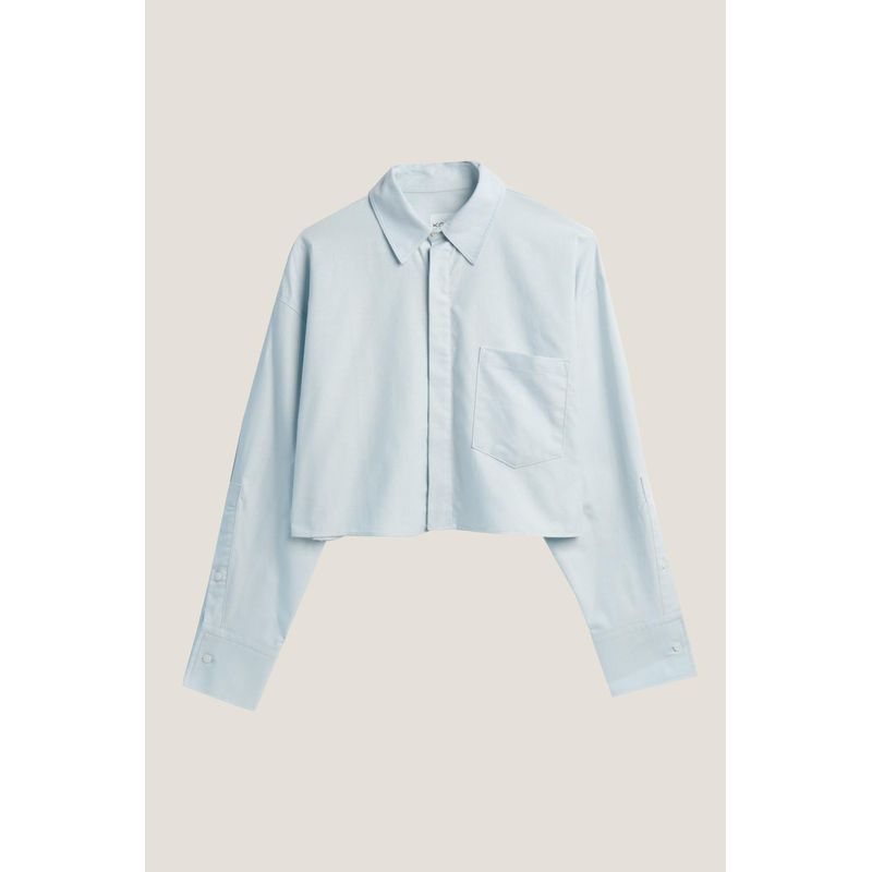 KOAJ - KOAJ Blusa unicolor de silueta crop top para mujer cuenta con  MUJER