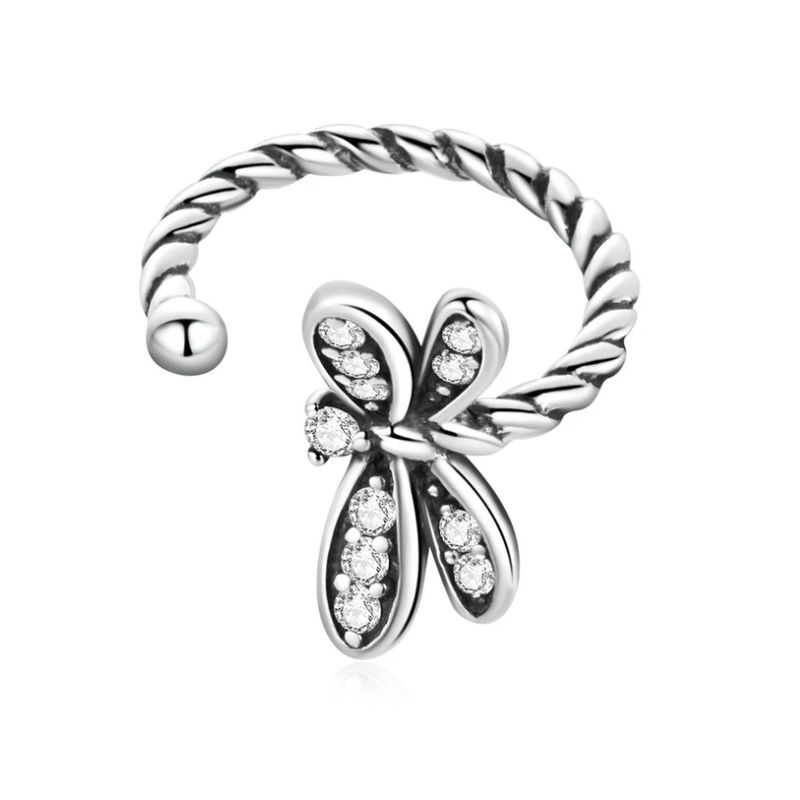 ALHAJAS - Arete Ear Cuff Libélula Para Mujer Fabricado En Plata