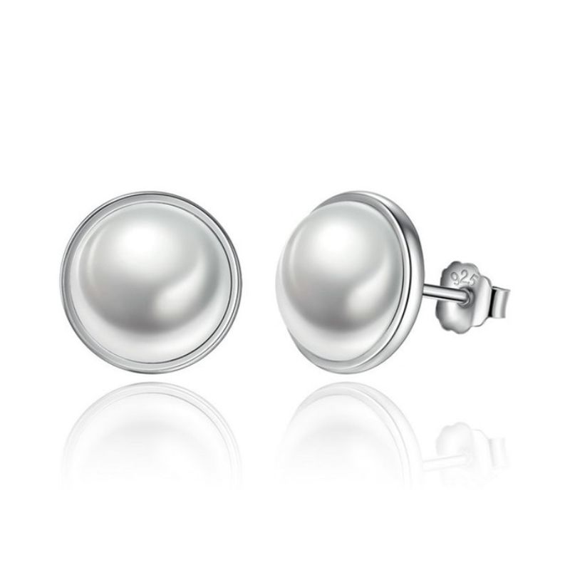 ALHAJAS - Aretes Topos Elegantes Perlas  Para Mujer Fabricados En Plata 925