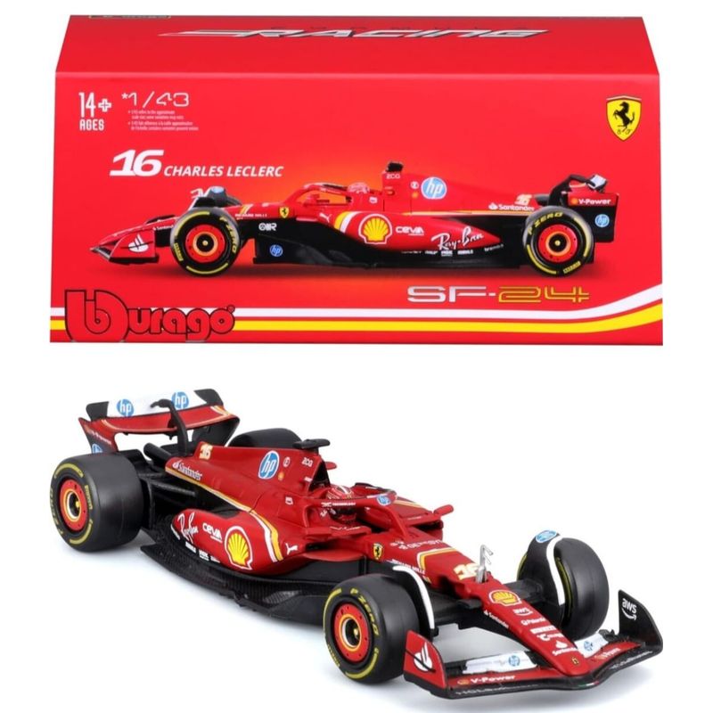 BURAGO - Ferrari  F1 Sf-24 Leclerc Carro Caja Acrílico 143