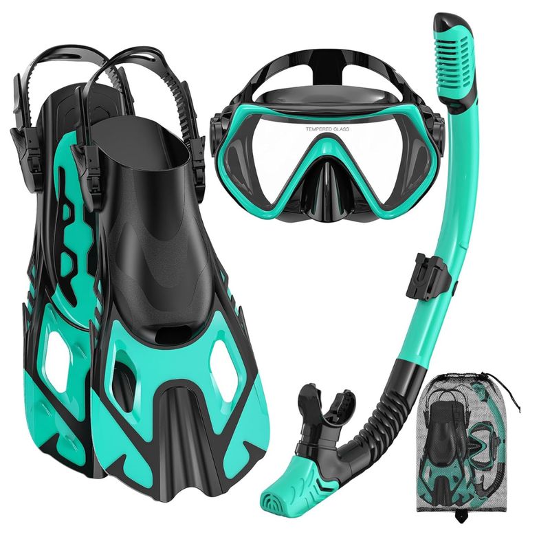 GEF - Set Snorkel Careta Aletas Natacion Buceo Material Flexible