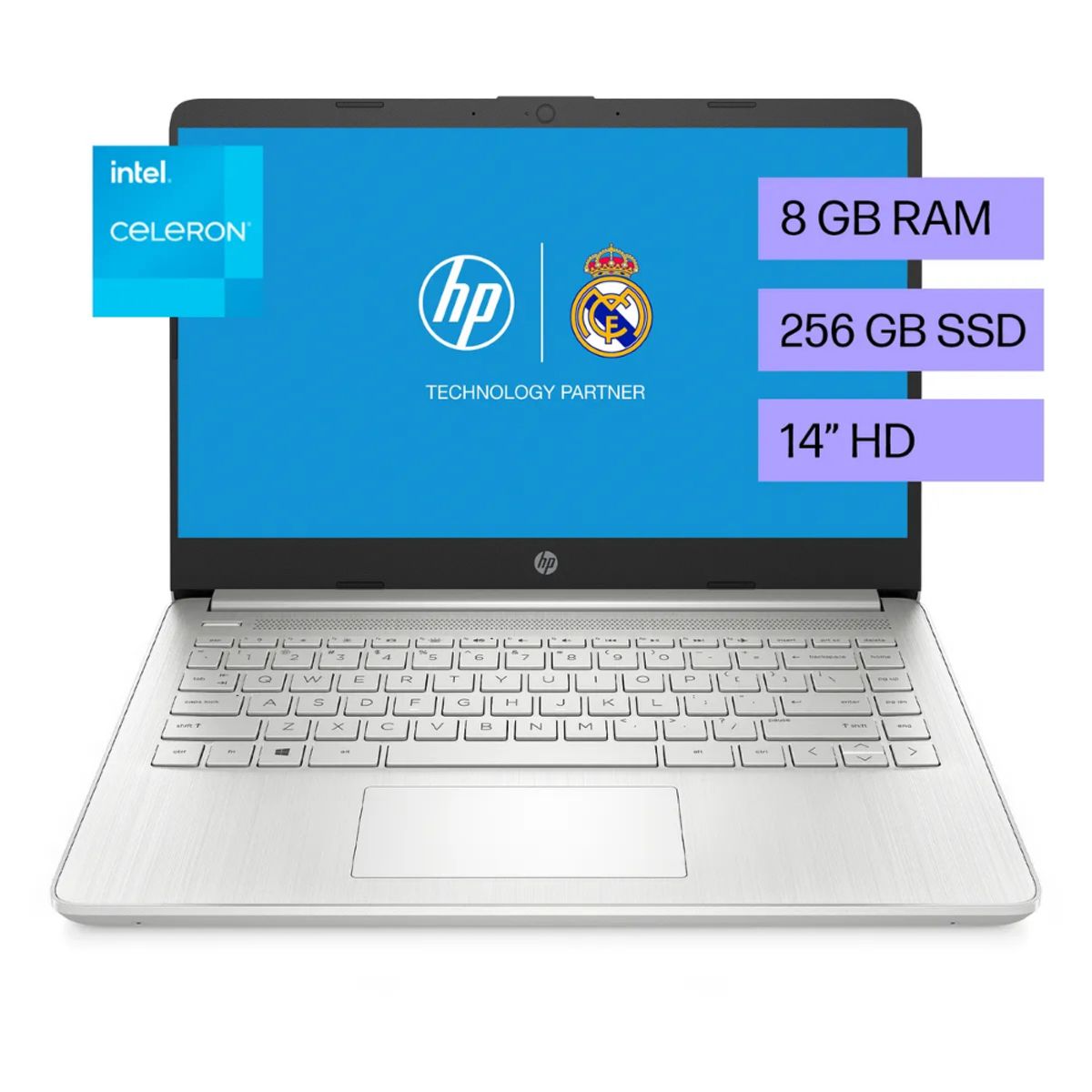 HP - Portatil Hp 14-dq0530la Celeron N4120  8GB RAM 256GB SSD Natural Silver Windows