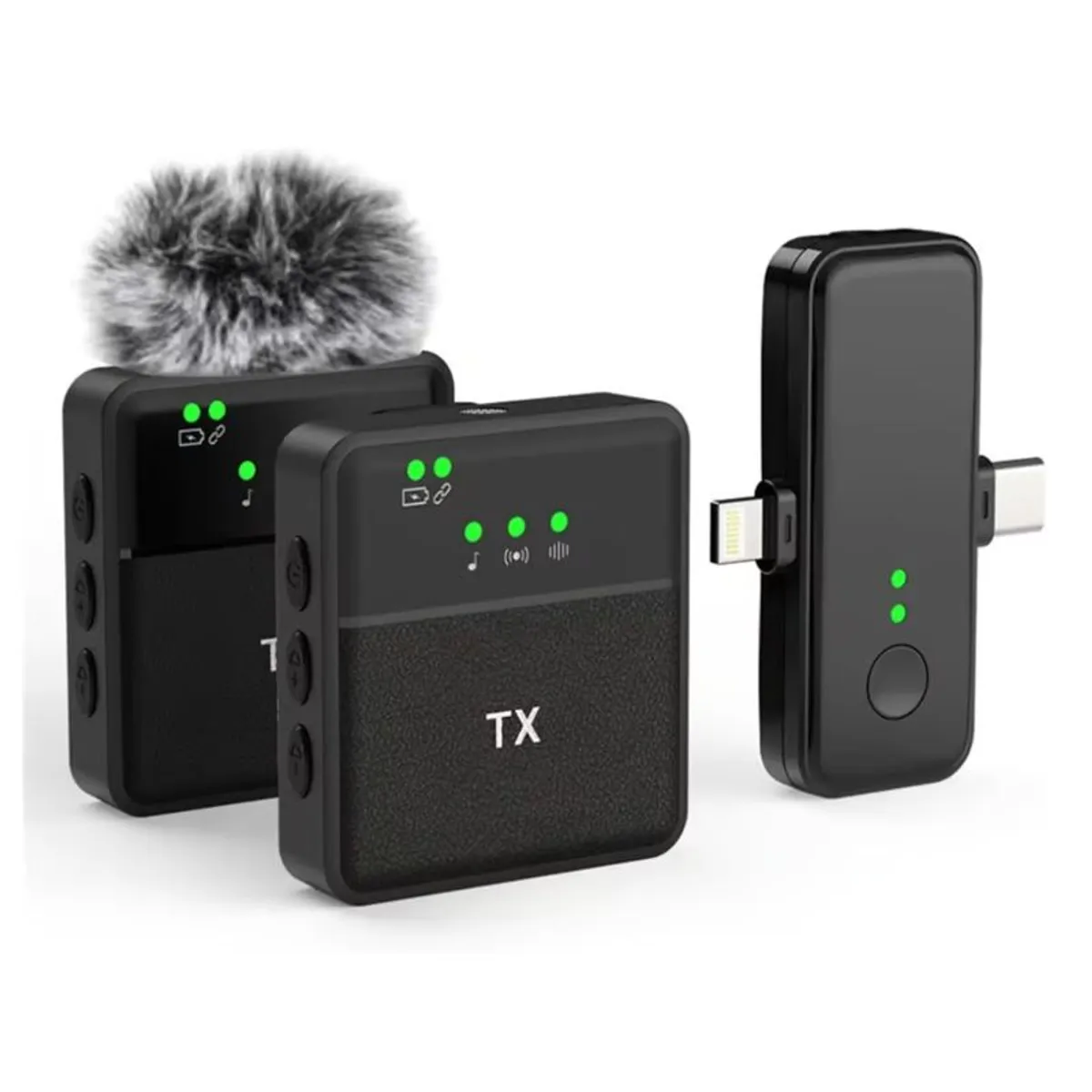 AMERICAN GENERICS - Micrófono De Solapa SX31 Doble Iphone Tipo C Incluye Antipop Peluche