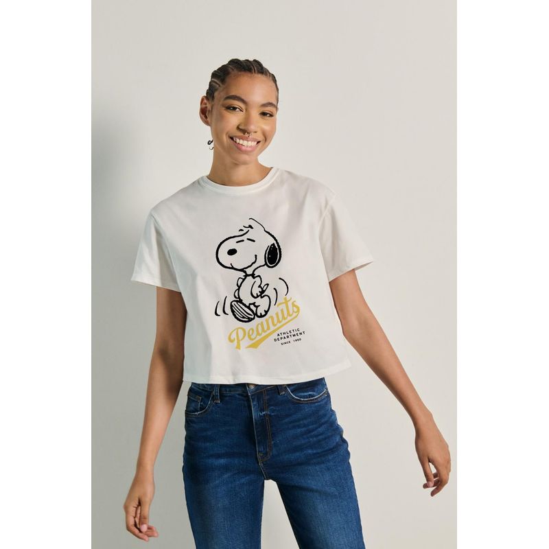 KOAJ - KOAJ Camiseta para mujer de silueta crop top unicolor, elabora MUJER