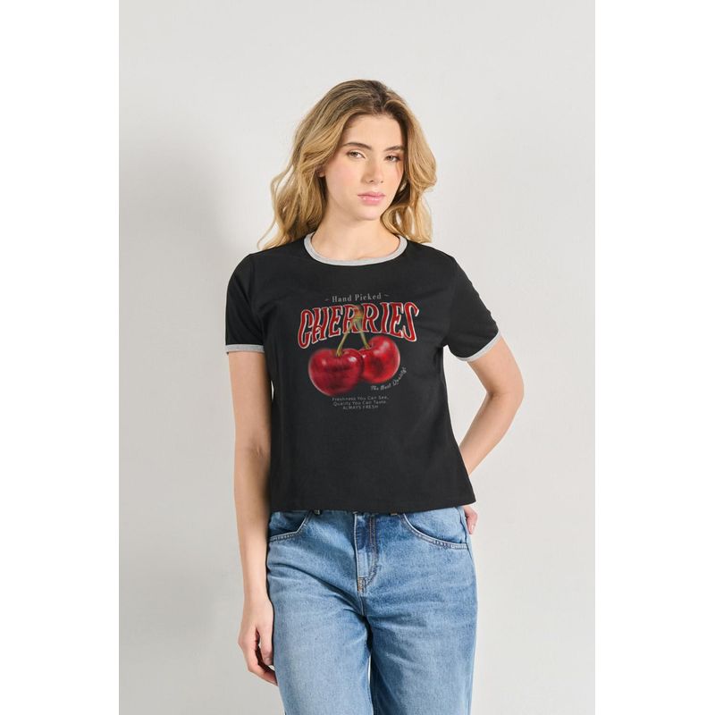KOAJ - KOAJ Camiseta de contrastes femenina de cherries MUJER