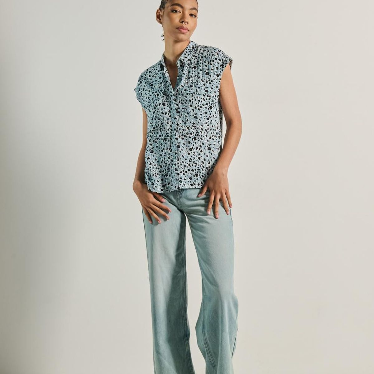 KOAJ - KOAJ Blusa manga sisa unicolor para mujer, elaborada en tela Mujer