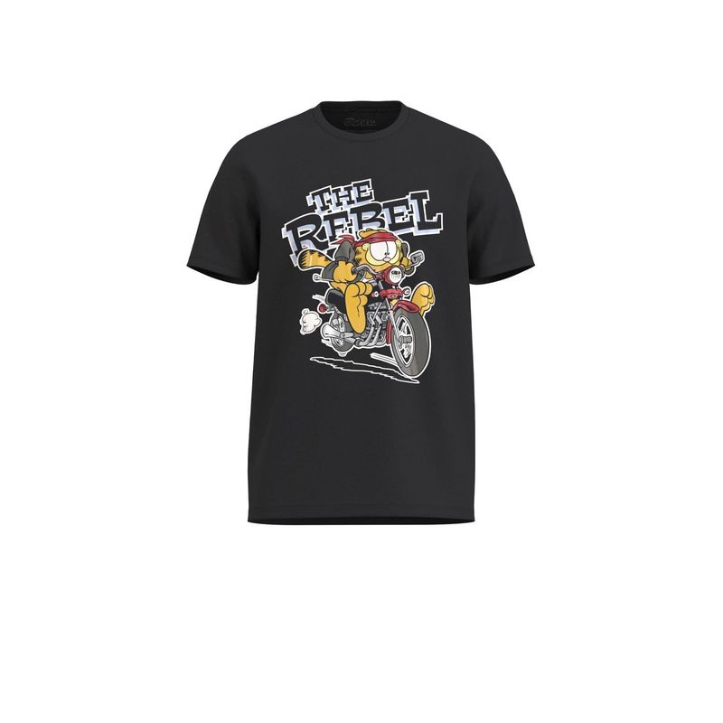 KOAJ - KOAJ Camiseta unicolor con diseÃ±o de Garfield y cuello redo MUJER