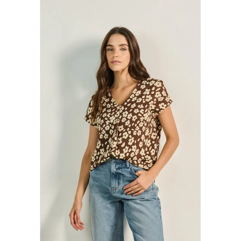 KOAJ - KOAJ Blusa con escote en V unicolor para mujer cuenta con de Mujer