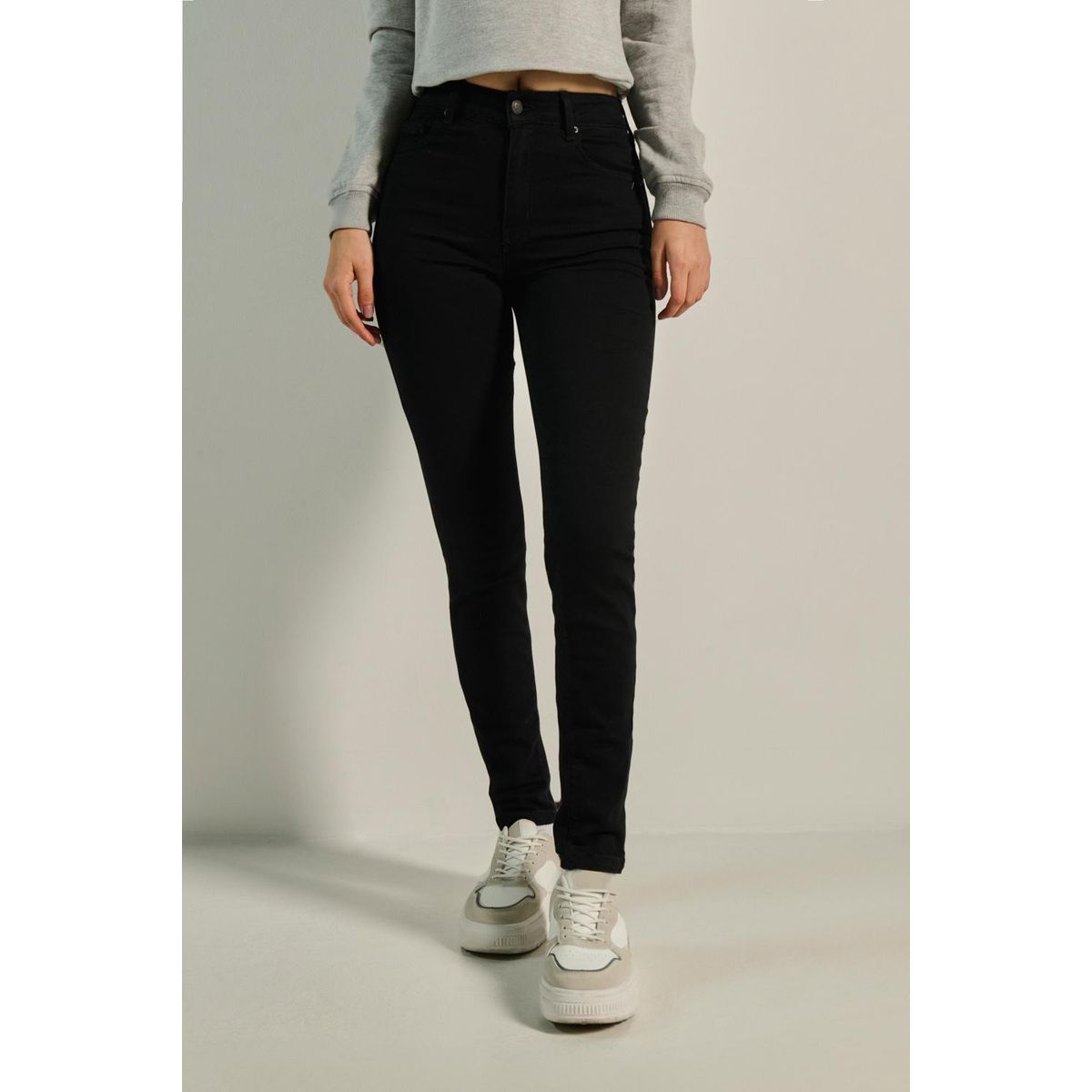 KOAJ - KOAJ Jean jegging super tiro alto negro Mujer