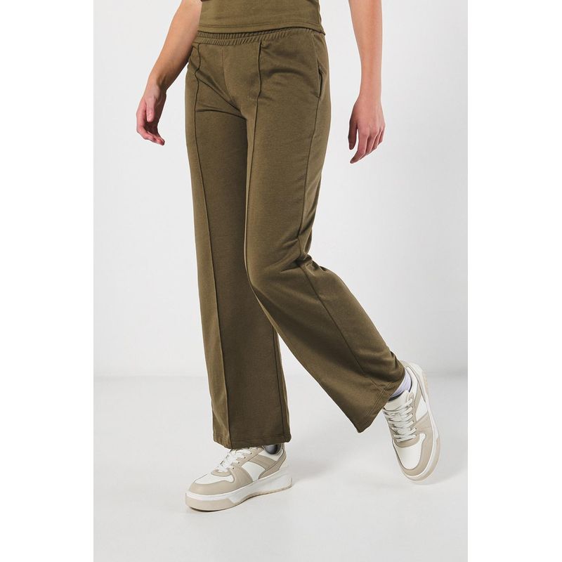 KOAJ - KOAJ Pantalón jogger unicolor con bota recta y vena centrada MUJER