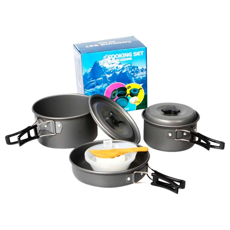 GENERICO - Set Cocina Camping Porta Comidas Olla Sarten Menaje