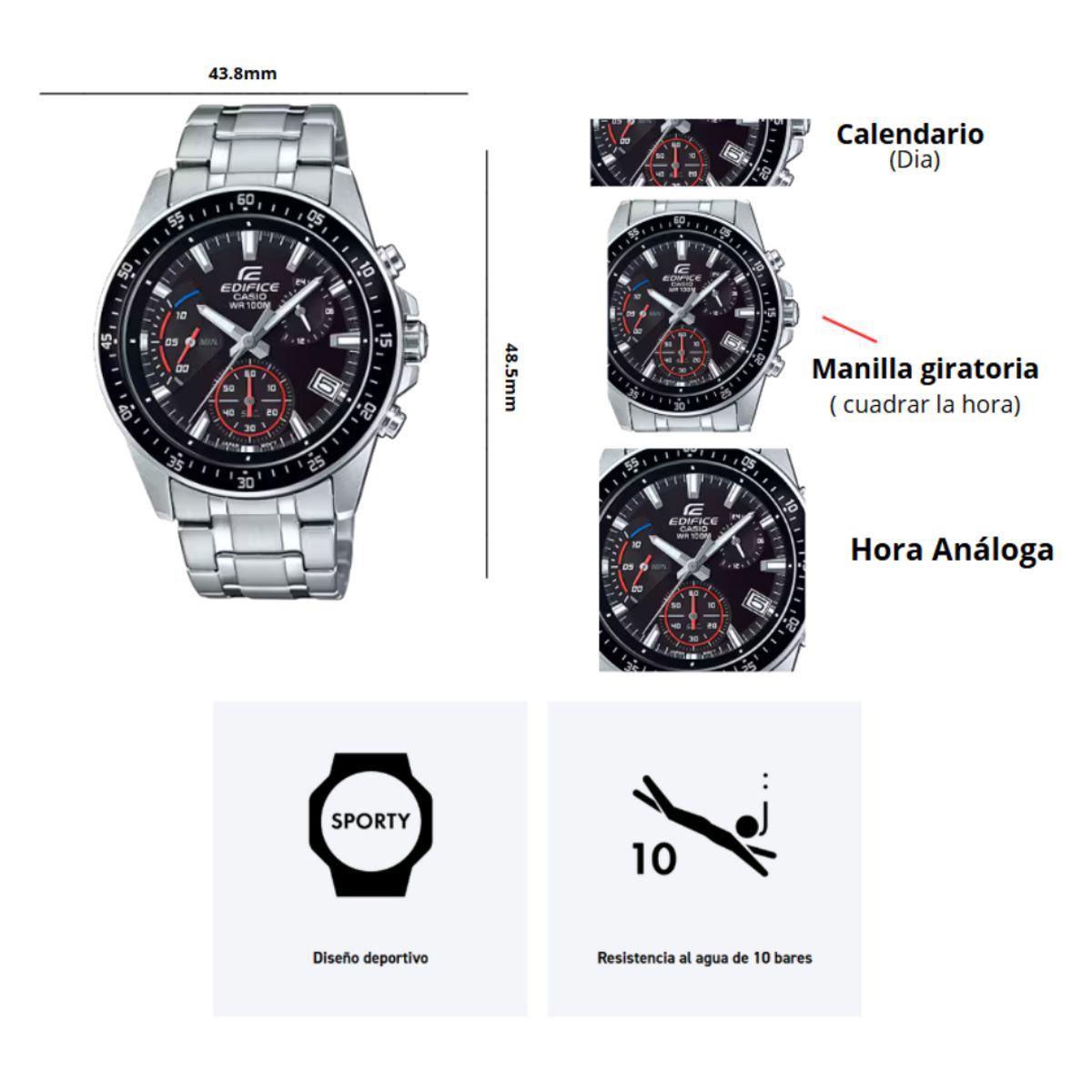 CASIO - Reloj Edifice Casio EFV-540D-1A Deportivo
