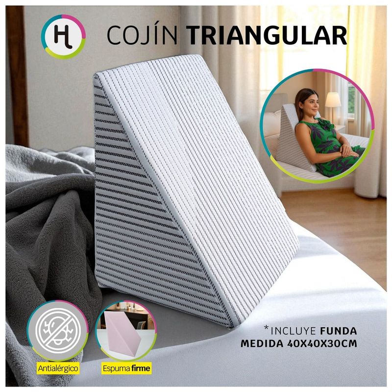 HOGARETO - Cojín Triangular Ortopédico Televisión Tv  - Ergonómico