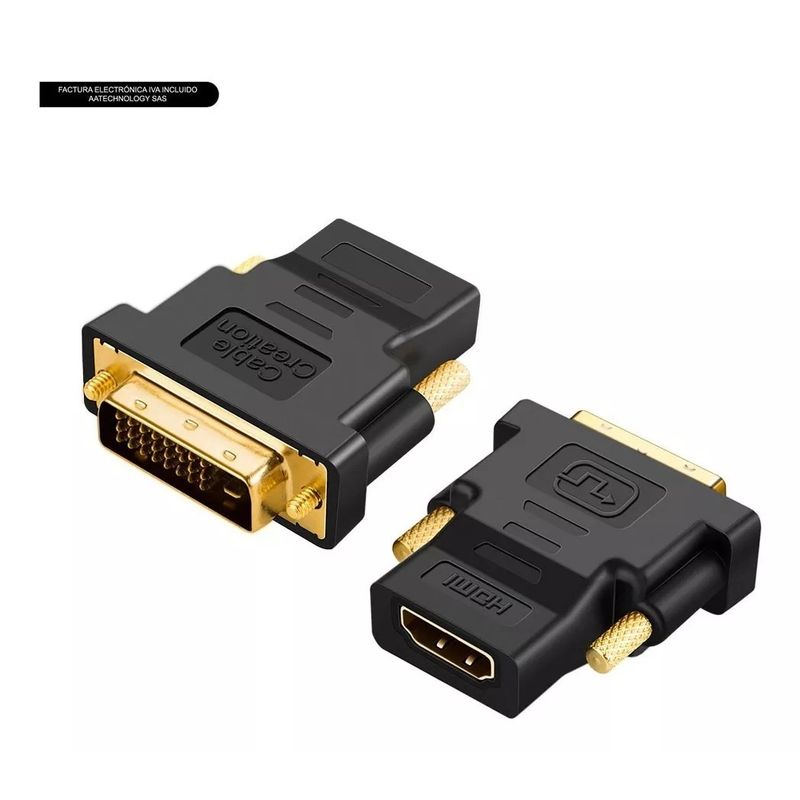 GENERICO - Adaptador Convertidor Dvi A Hdmi Negro