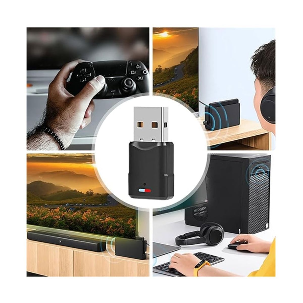 GENERICO - Transmisor Dual Audio Bluetooth 5.3 Para Nintendo Ps4 Ps5 Pc
