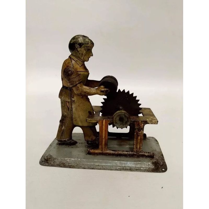 GENERICO - Juguete Antiguo Japan Trade Mark Hojalata Cortador Madera