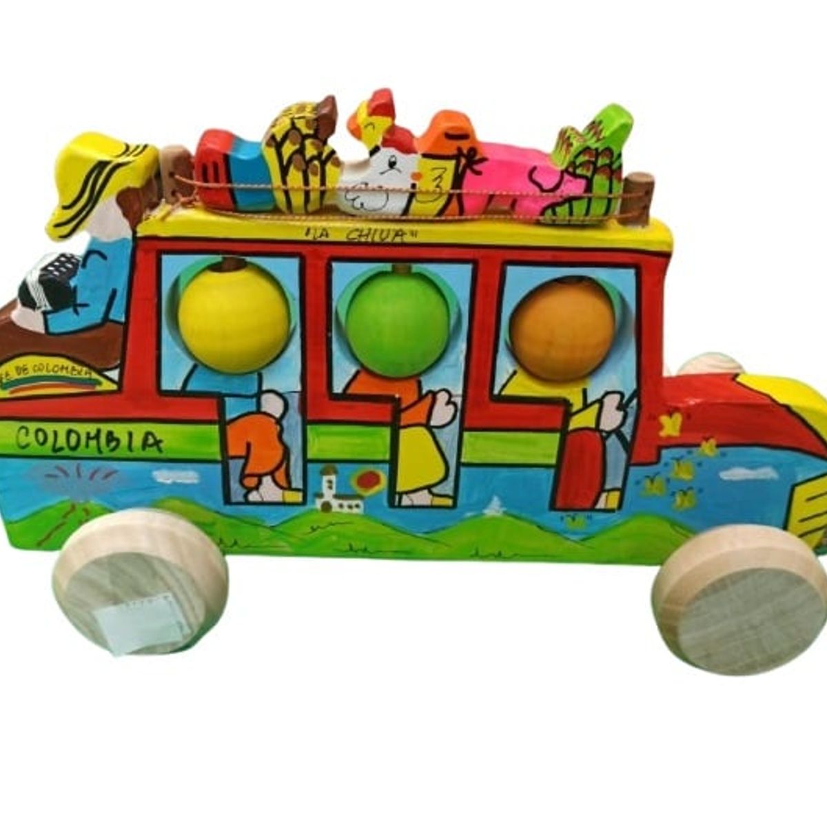 JUGANDO Y EDUCANDO - Juguete Didáctico Chiva Colombiana En Madera Para Niños