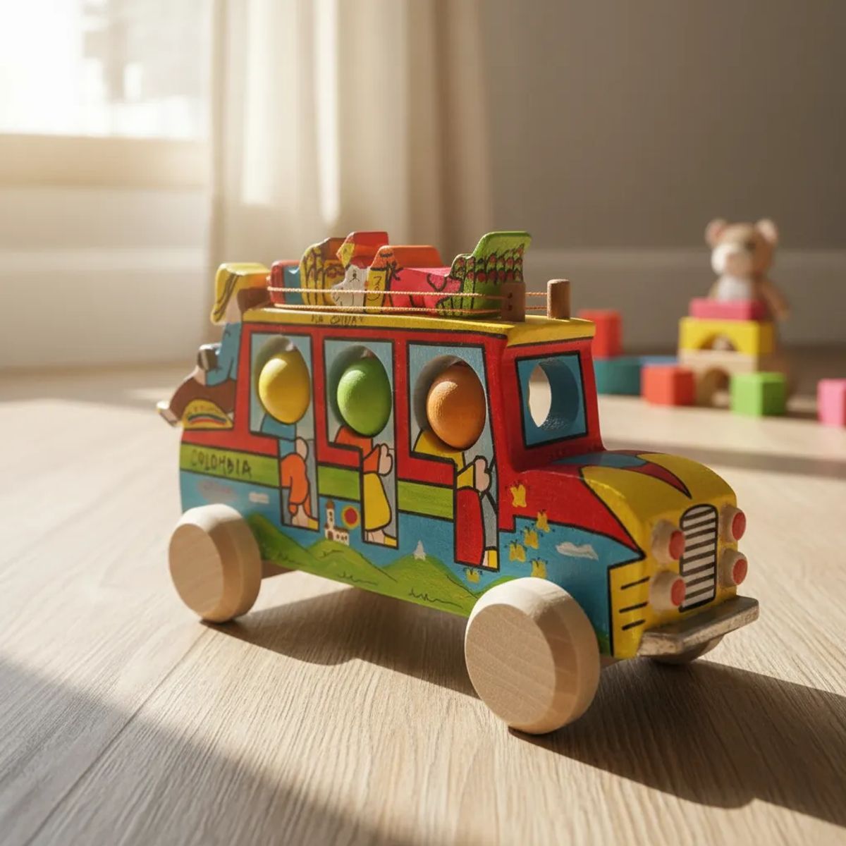 JUGANDO Y EDUCANDO - Juguete Didáctico Chiva Colombiana En Madera Para Niños