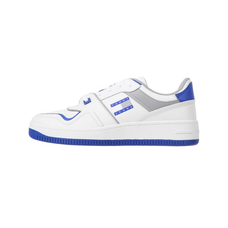 TOMMY HILFIGER - Tenis Blancos Con Azul de cuero con diseño Tommy Hilfiger